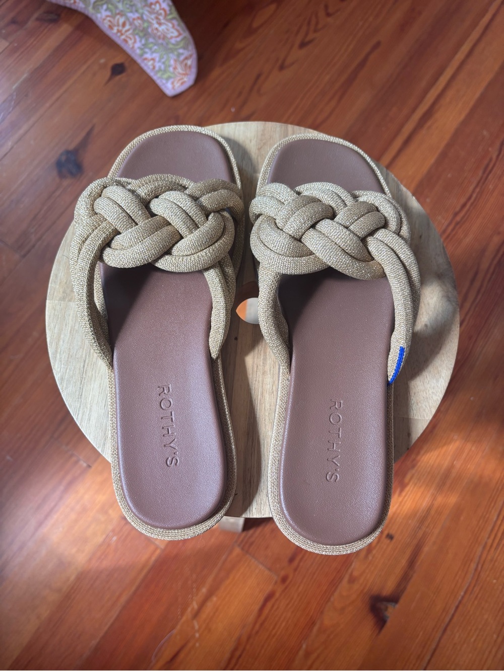 Rothy's Tan Braided Slip-On Sandals